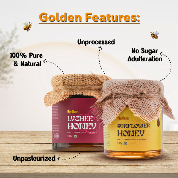 Sunflower Honey + Lychee Honey 260 GM + 260 GM (Pack of 2)