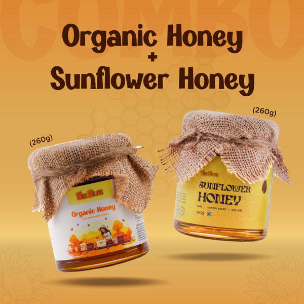 Sunflower Honey + Organic Honey 260 GM + 260 GM (Pack of 2)