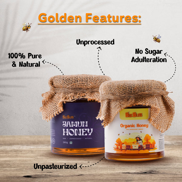 Jamun Honey + Organic Honey 260 GM + 260 GM (Pack of 2)